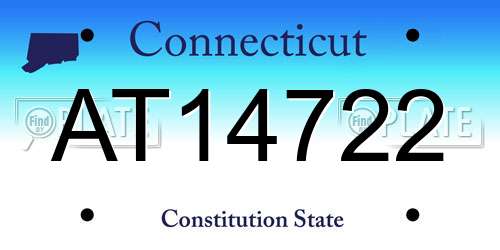 AT14722 Connecticut License Plate