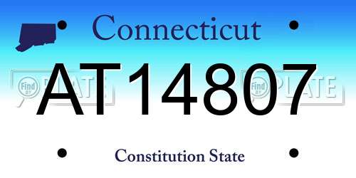 AT14807 Connecticut License Plate