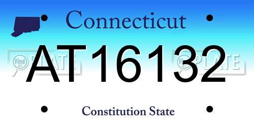 AT16132 Connecticut License Plate