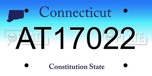 AT17022 Connecticut License Plate