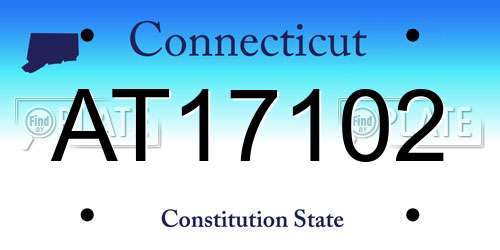 AT17102 Connecticut License Plate
