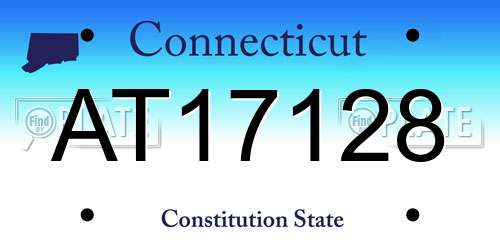 AT17128 Connecticut License Plate
