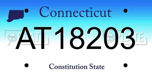 AT18203 Connecticut License Plate