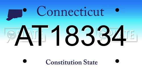 AT18334 Connecticut License Plate