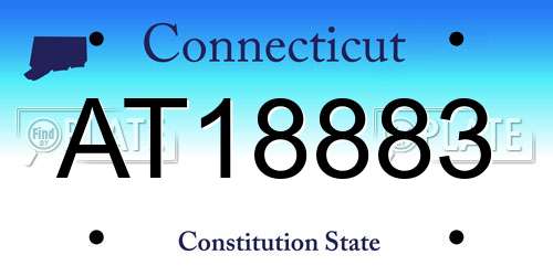 AT18883 Connecticut License Plate