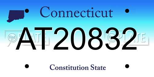 AT20832 Connecticut License Plate
