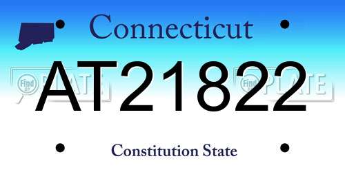AT21822 Connecticut License Plate