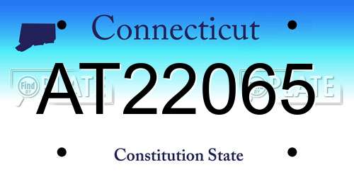 AT22065 Connecticut License Plate