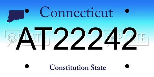 AT22242 Connecticut License Plate