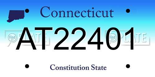 AT22401 Connecticut License Plate