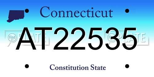 AT22535 Connecticut License Plate