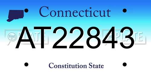 AT22843 Connecticut License Plate