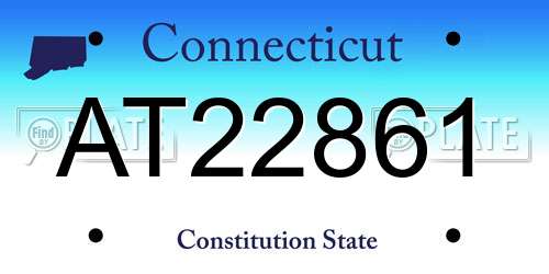 AT22861 Connecticut License Plate
