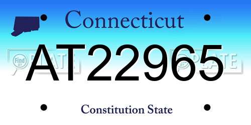 AT22965 Connecticut License Plate