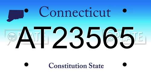AT23565 Connecticut License Plate