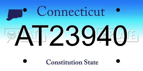 AT23940 Connecticut License Plate