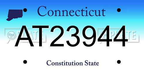 AT23944 Connecticut License Plate