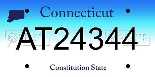 AT24344 Connecticut License Plate