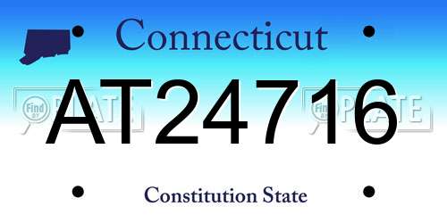 AT24716 Connecticut License Plate