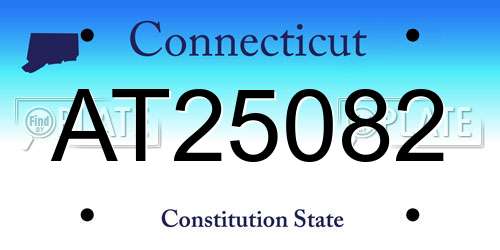 AT25082 Connecticut License Plate