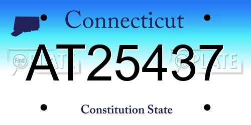 AT25437 Connecticut License Plate