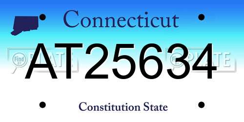 AT25634 Connecticut License Plate