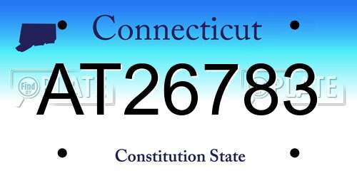 AT26783 Connecticut License Plate