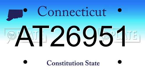 AT26951 Connecticut License Plate