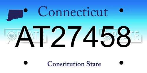AT27458 Connecticut License Plate