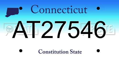 AT27546 Connecticut License Plate