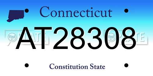 AT28308 Connecticut License Plate