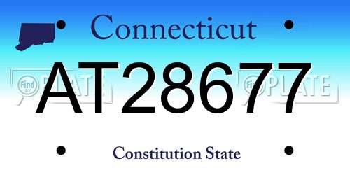 AT28677 Connecticut License Plate