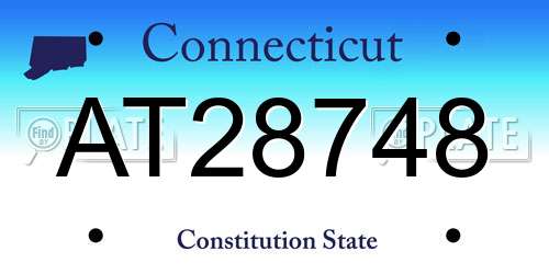 AT28748 Connecticut License Plate