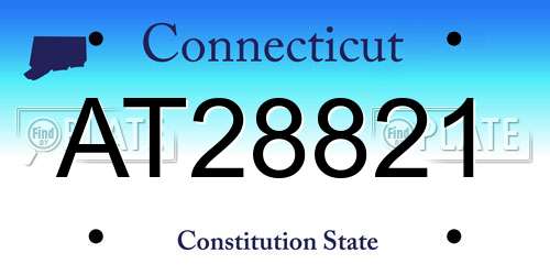 AT28821 Connecticut License Plate