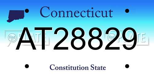 AT28829 Connecticut License Plate