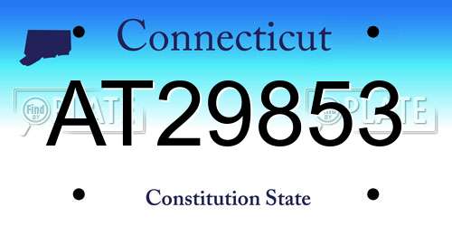 AT29853 Connecticut License Plate