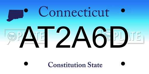 AT2A6D Connecticut License Plate