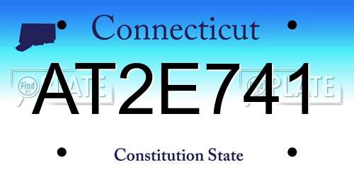 AT2E741 Connecticut License Plate