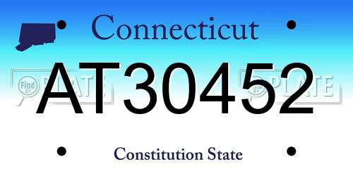 AT30452 Connecticut License Plate