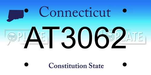 AT3062 Connecticut License Plate
