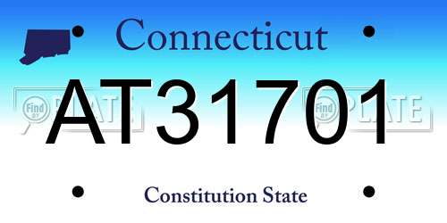 AT31701 Connecticut License Plate