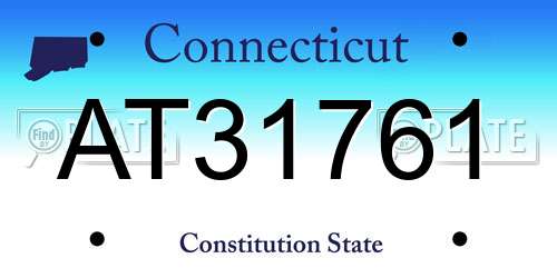 AT31761 Connecticut License Plate