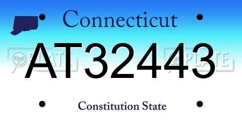 AT32443 Connecticut License Plate