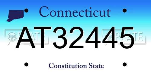 AT32445 Connecticut License Plate