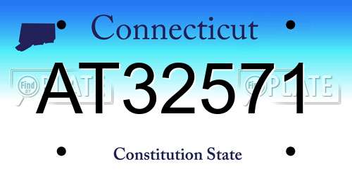 AT32571 Connecticut License Plate