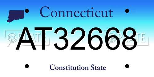 AT32668 Connecticut License Plate