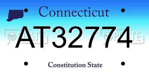 AT32774 Connecticut License Plate