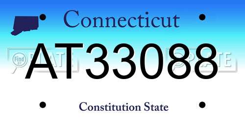 AT33088 Connecticut License Plate