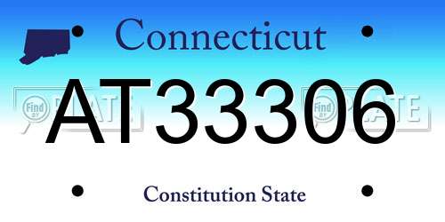 AT33306 Connecticut License Plate