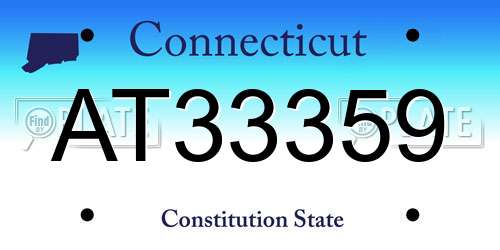 AT33359 Connecticut License Plate